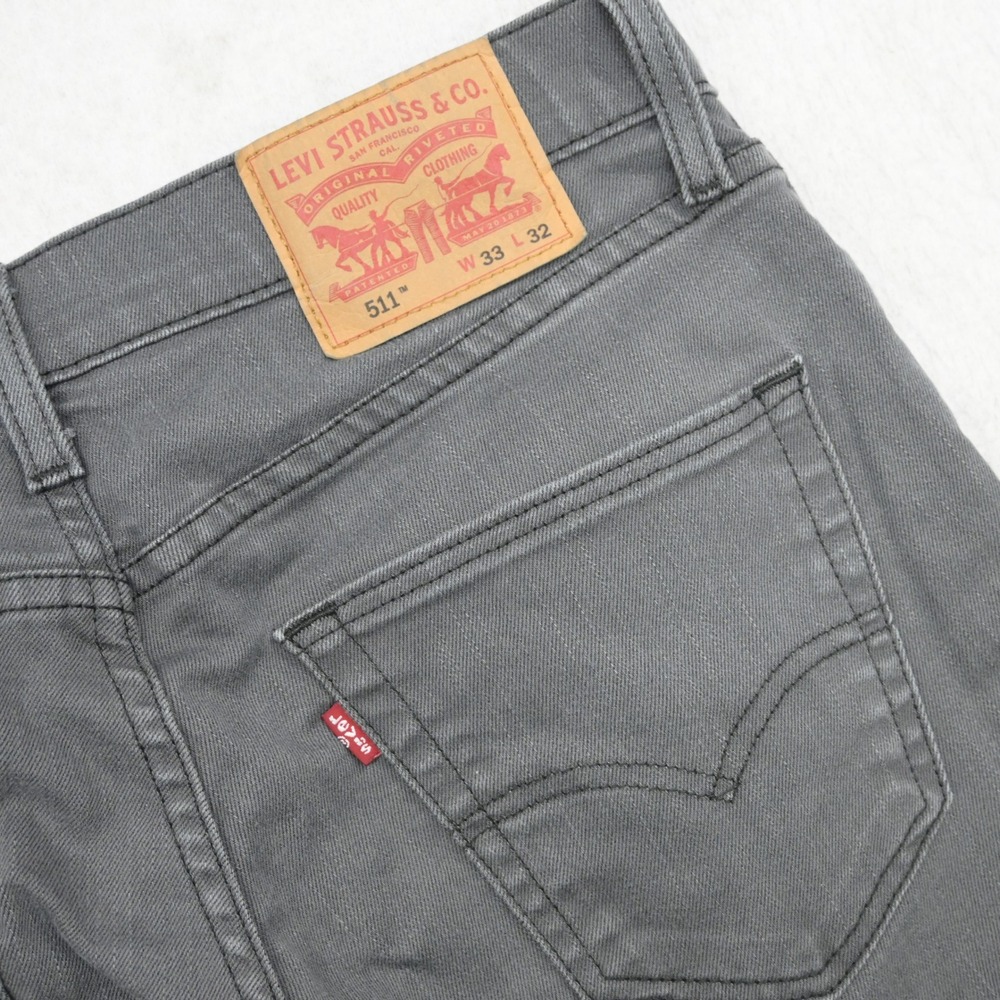 Levi's 511 Slim Fit Jeans Mens 33x32 Gray Stretch Denim Waterless
